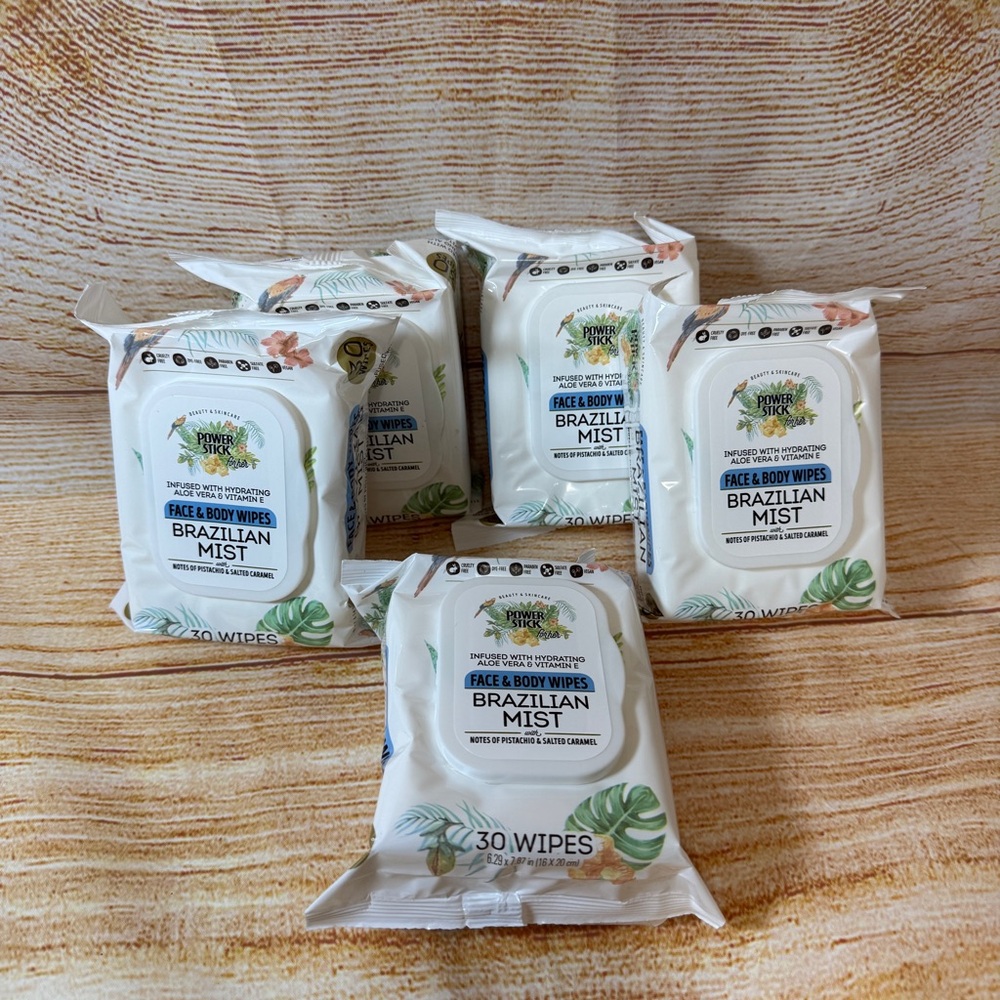 5- Brazilian Mist Face And Body Wipes by‎ Power Stick for her